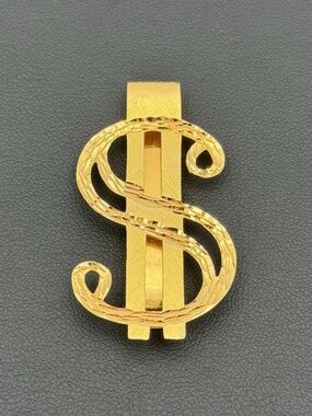 14k solid yellow gold Dollar Sign Diamond Cut Paperclip Money Clip Holder